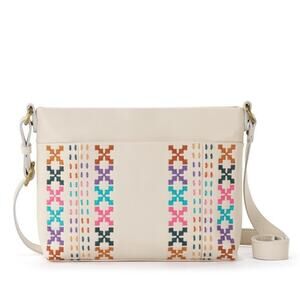 NWT The Sak Womens Handbag Melrose Crossbody Multicolor Needlepoint Leather